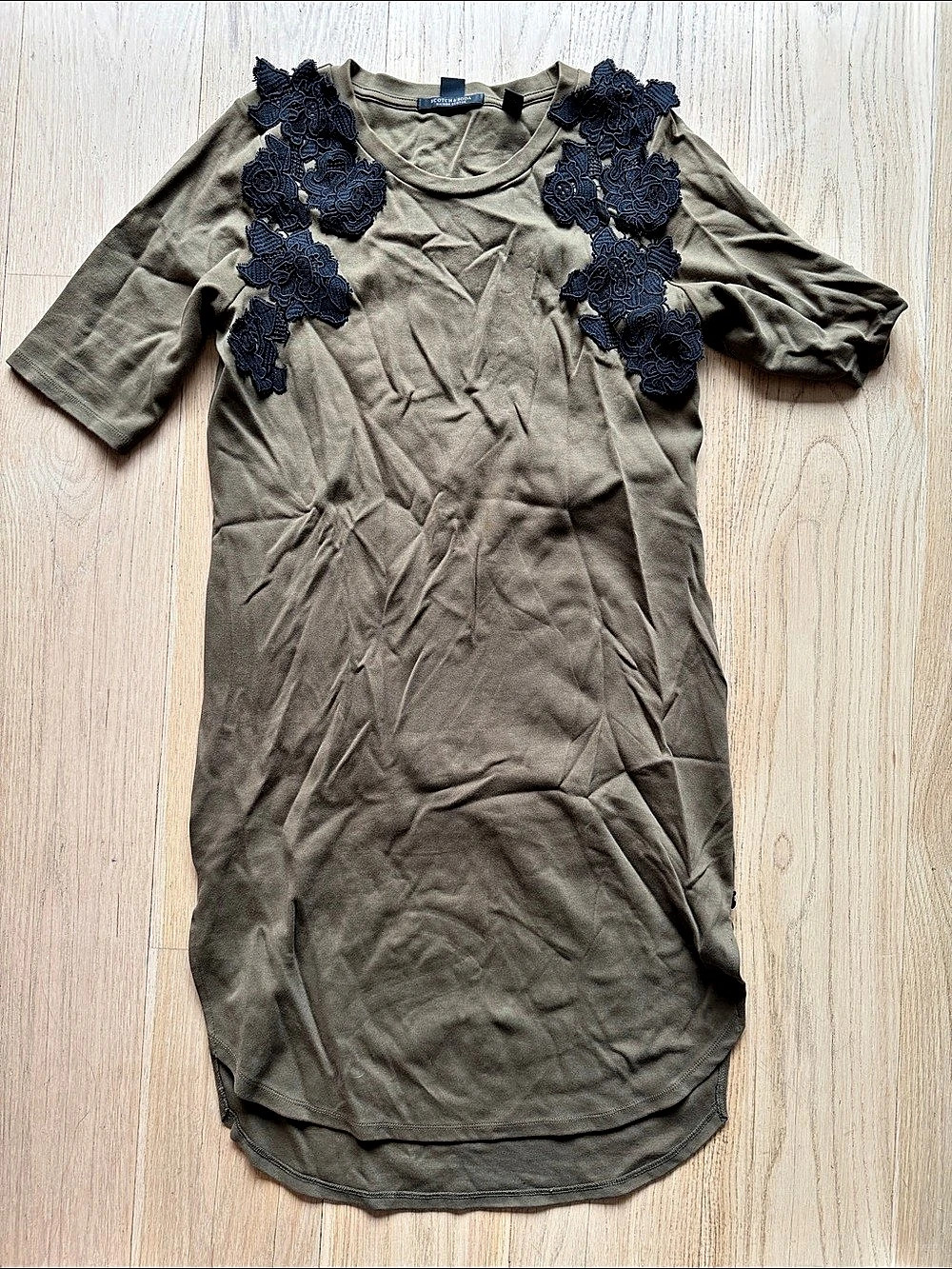 Stitches & Soda Lace Mini Dress in Brown & Blue Size Large Like New